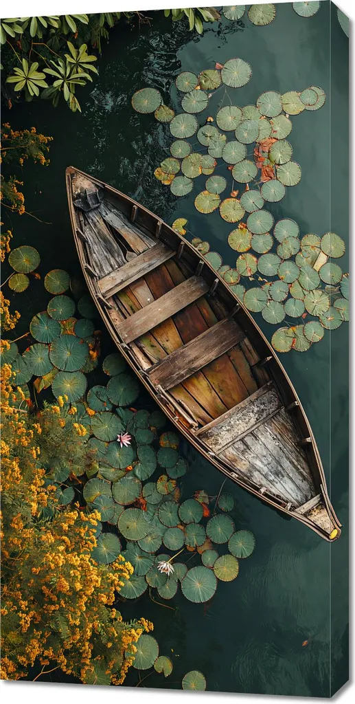 Toile Bateau Entre la Nature 50x100 cm - Impression HD Grand Format