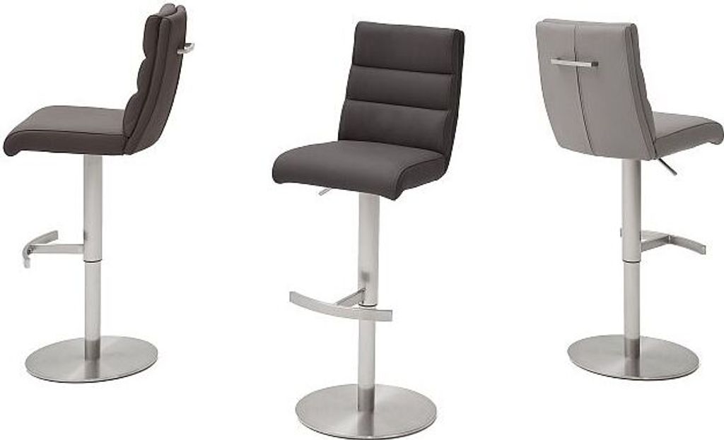 Barhocker Tresenhocker GIULIA B Barstuhl mit Griff Nubuklederoptik braun Edelstahl