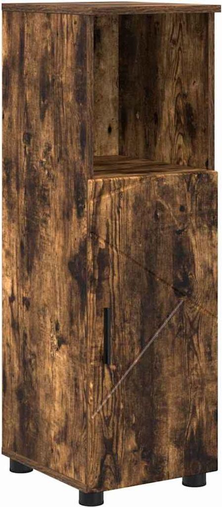 vidaXL Badezimmerschrank mit Tür Geräucherte Eiche 30 x 35 x 95 cm