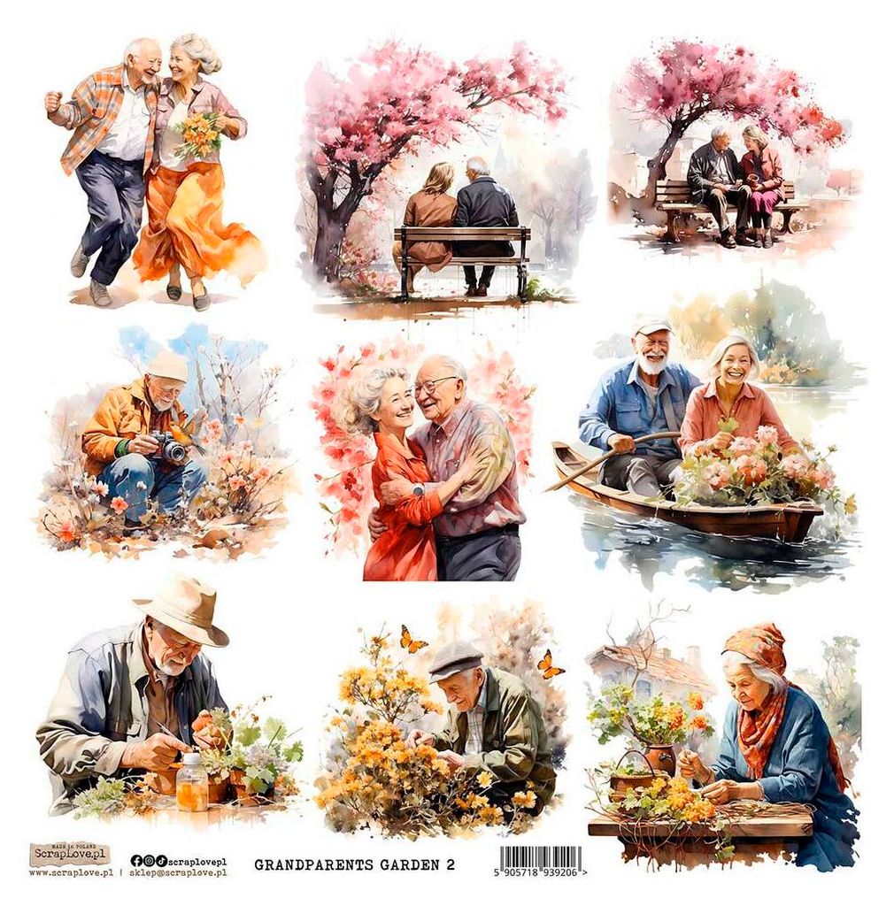 AUFKLEBER ScrapLove Nachbildung Stickers - Grandparents Garden 2 - Großeltern im Garten