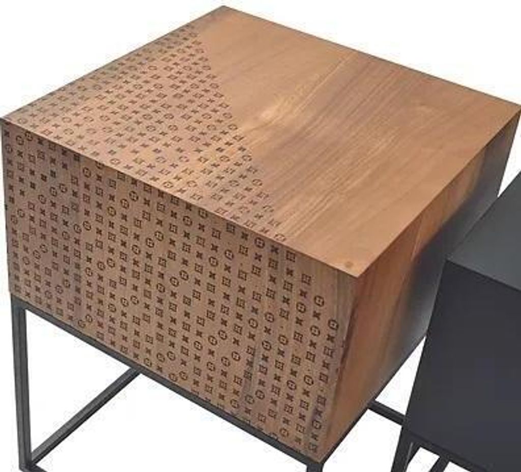 Braun-Schwarzer Couchtisch-Set Quadratische Wohnzimmer Kaffeetische