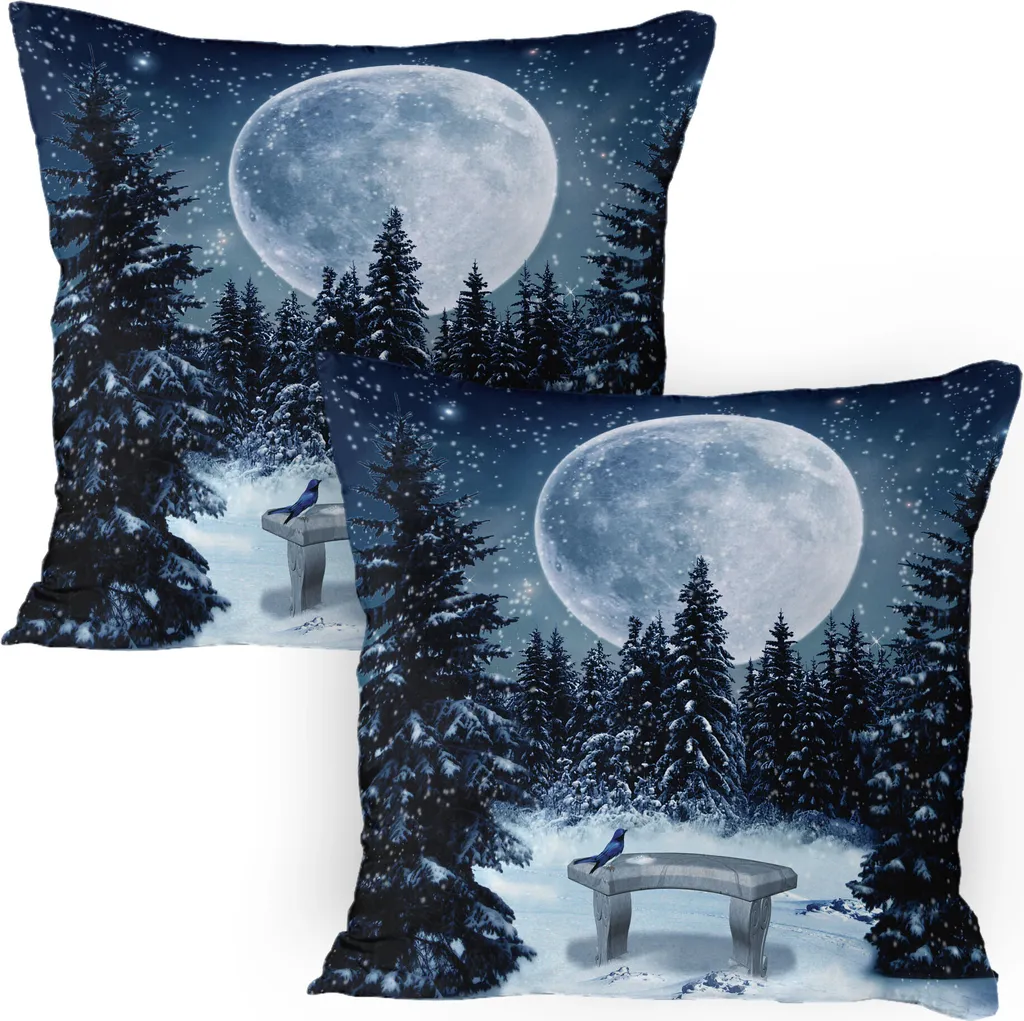 ABAKUHAUS Inverno Federe Cuscini Set di 2, Ornato Fiocchi