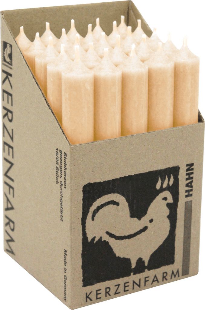 Stabkerzen aus Paraffin, 180/22 mm, Creme, KERZENFARM HAHN, Produktbild 2
