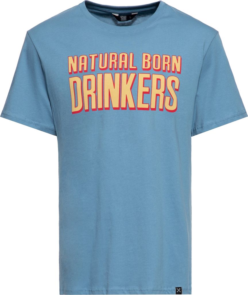KING KEROSIN Print T-Shirt Mit Statement Print Natural Born Drinkers Hellblau S
