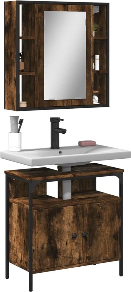 CLORIS 2-tlg. Badmöbel-Set Räuchereiche Holzwerkstoff 3214717