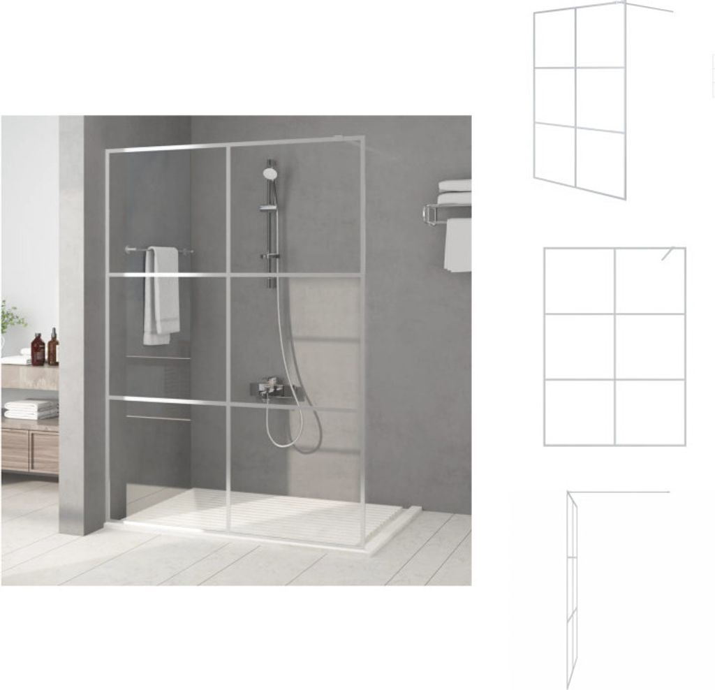 vidaXL Duschwand für Begehbare Dusche Silbern 140x195 cm ESG-Klarglas - Duschwände