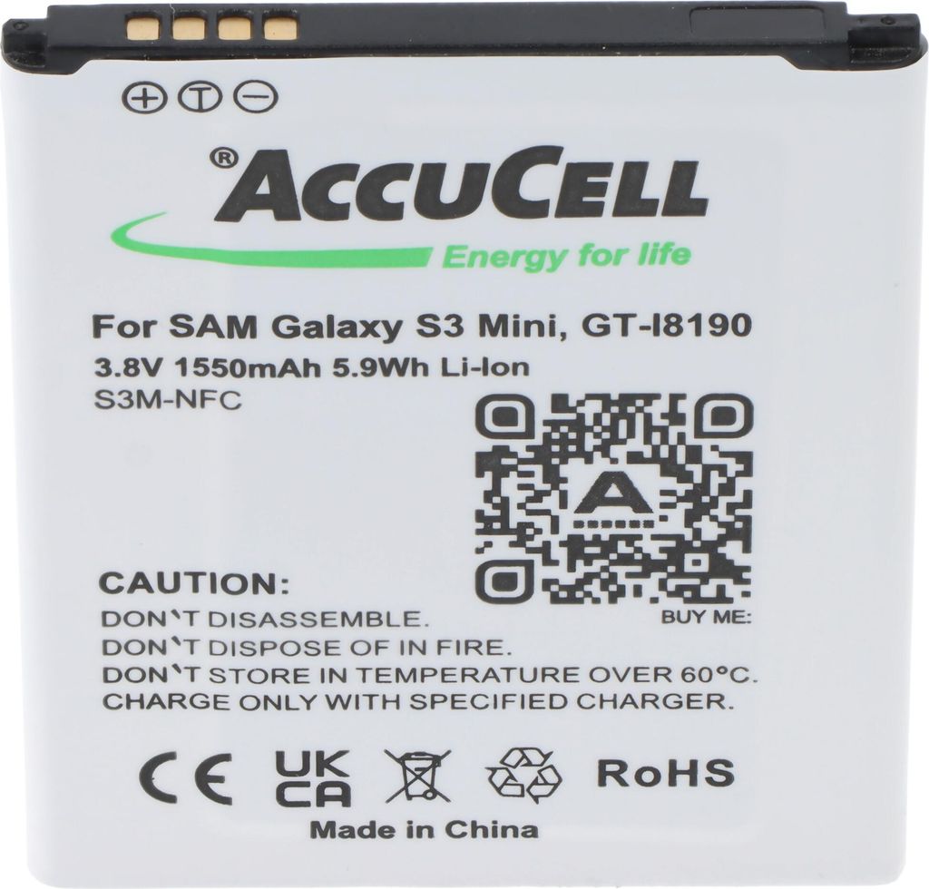 Akku passend für Samsung Handy Galaxy S III Mini, Samsung GT-I8190, EB-L1M7FLU mit NFC, 60,4x50,3x4,2mm