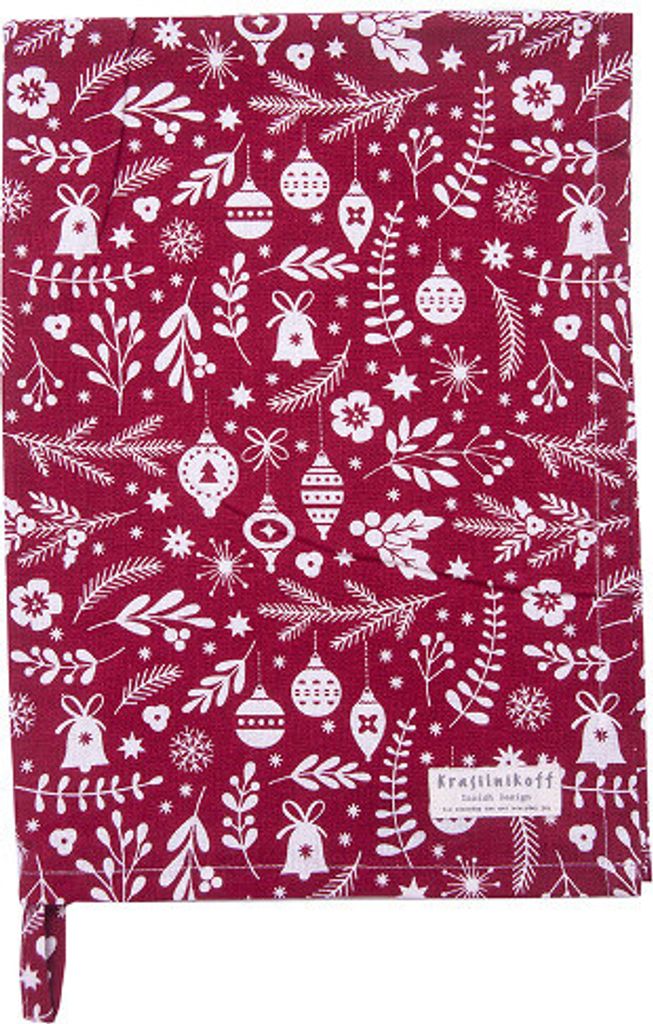 Krasilnikoff – Geschirrtuch KW12507 – Christmas Spirit, scarlett red