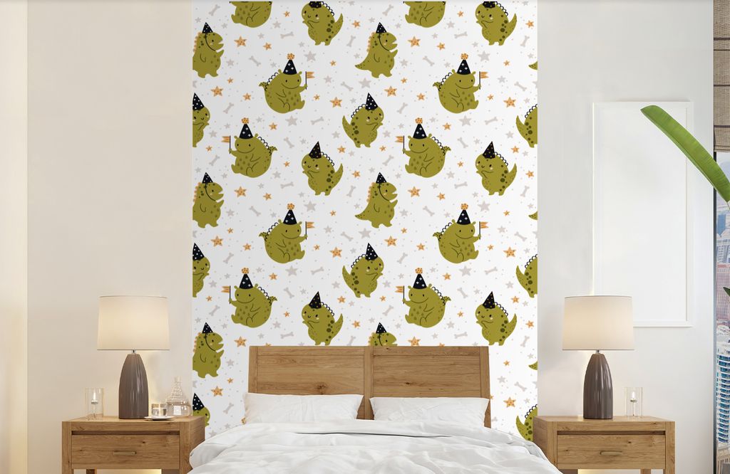 MuchoWow Fototapete für Wohnzimmer oder Schlafzimmer Wandtapete Vinyl Motivtapete Design - Jungen - Drache - Kinder - 140x220 cm - Fototapeten
