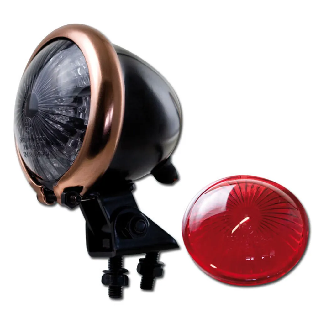 Feu arrière LED 57 mm Bates noir cuivre pour personnalisation moto