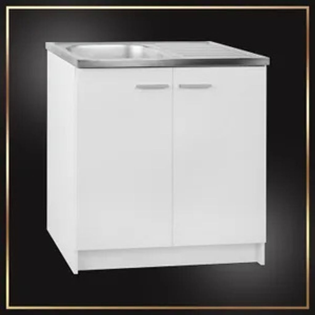 Stamar | Küchenunterschrank - 80 cm - mit Spüle und Siphon - für die Spülmaschine - weiß