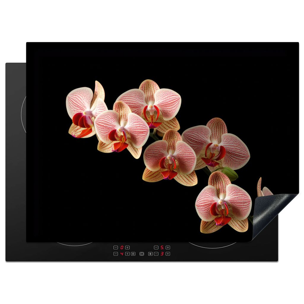 KitchenYeah Herdabdeckplatte Blumen - Orchidee - Rosa - Botanisch - Natur , 71x52cm, Küche Deko, Glaskeramikkochfeld Herdabdeckung, Abdeckplatte...