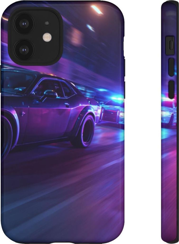 Nächtliche Verfolgungsjagd mit Muscle-Car – Hülle Kompatibel mit iPhone 12