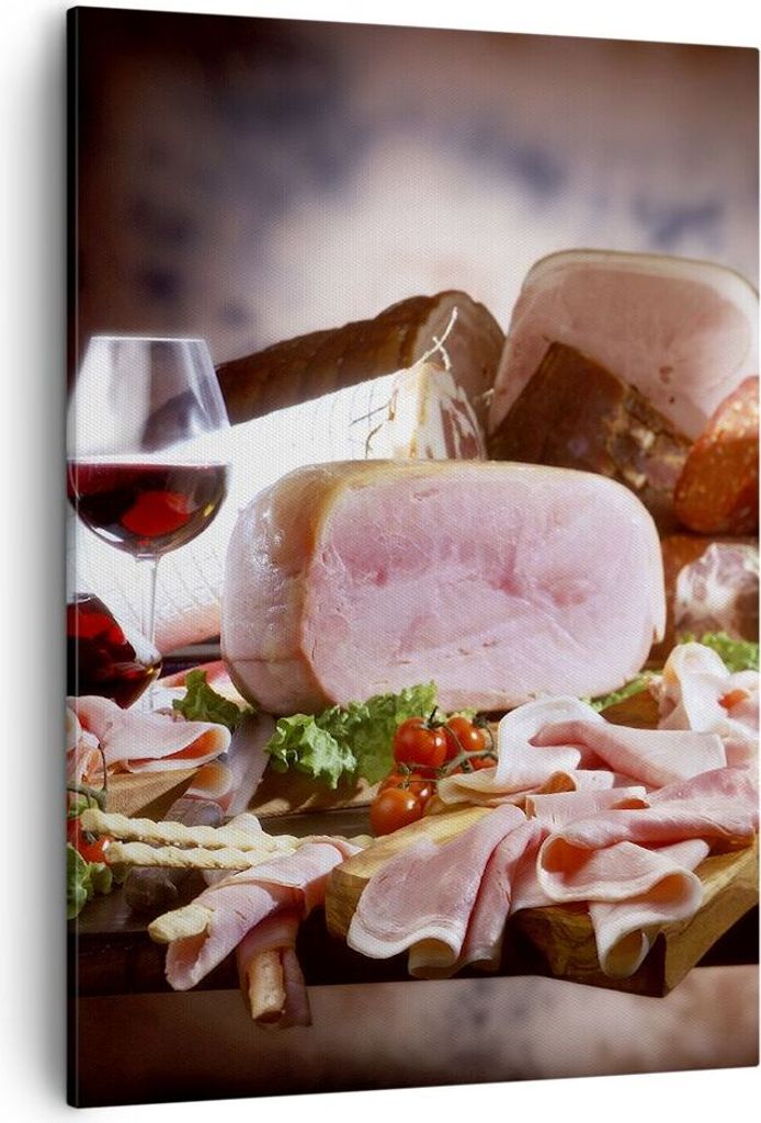 Bild auf Leinwand - Leinwandbild - Einteilig - Essen Essen Wurst Kräuter - 50x70cm - Wand Bild - Wanddeko - Wandbilder - Leinwanddruck - Wanddekor...