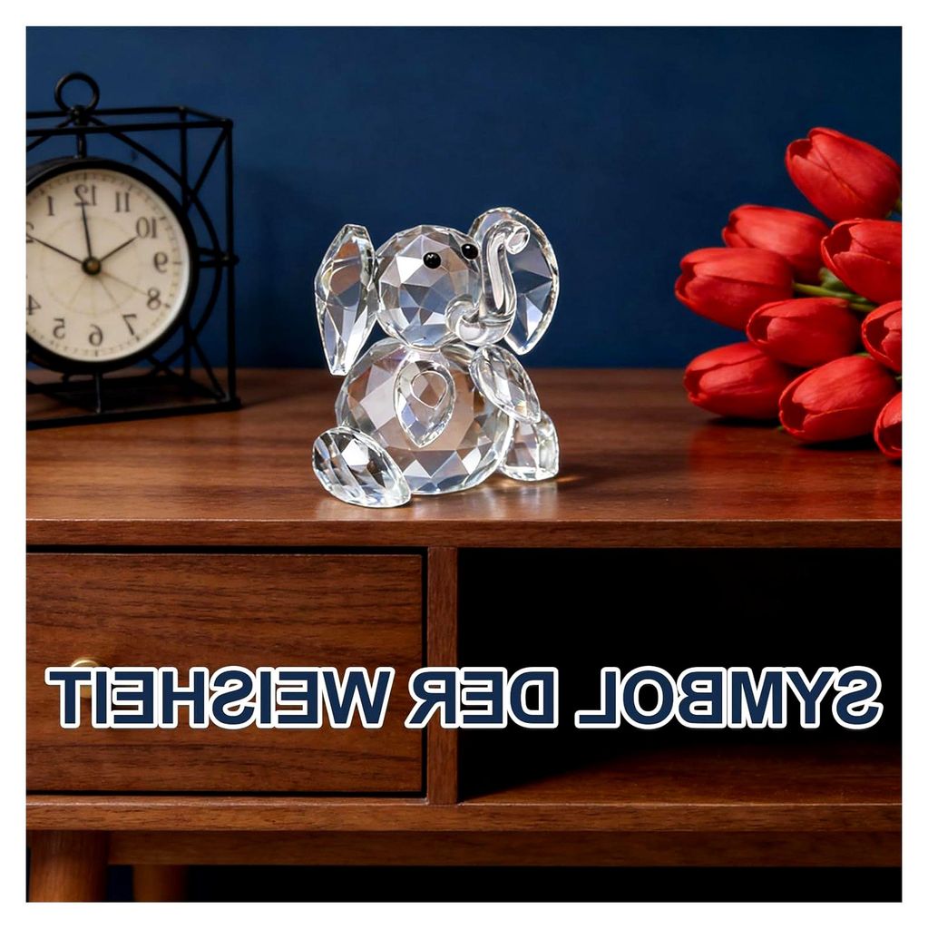 Kristallfigur eines Elefanten, Handgefertigte K9-Glas-Skulptur für die Inneneinrichtung, Ideales Geschenk für verschiedene Anlässe