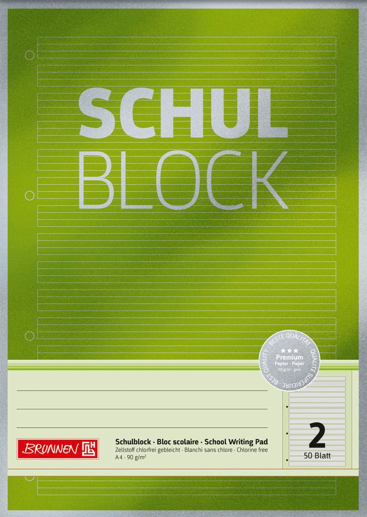 Brunnen Schulblock A4 Lineatur 2, 2. Klasse, mit Produktbild 