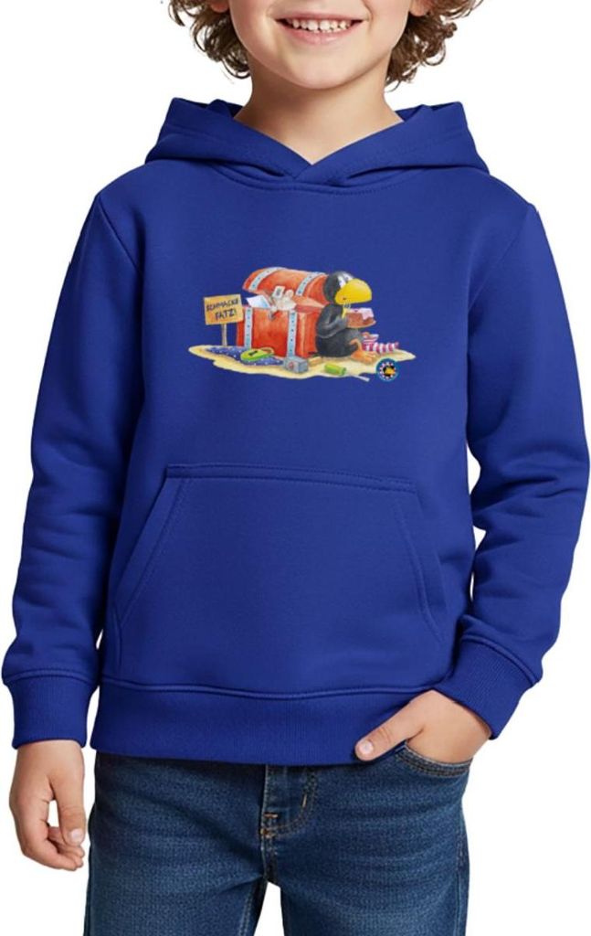 Spreadshirt Der kleine Rabe Socke Schmackofatz Kinder Premium Hoodie, 110/116 (4 Jahre), Royalblau