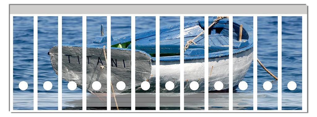 Wallario Ordnerrücken Sticker, selbstklebend für breite Ordner, 12 Stück, Motiv Kleines Ruderboot
