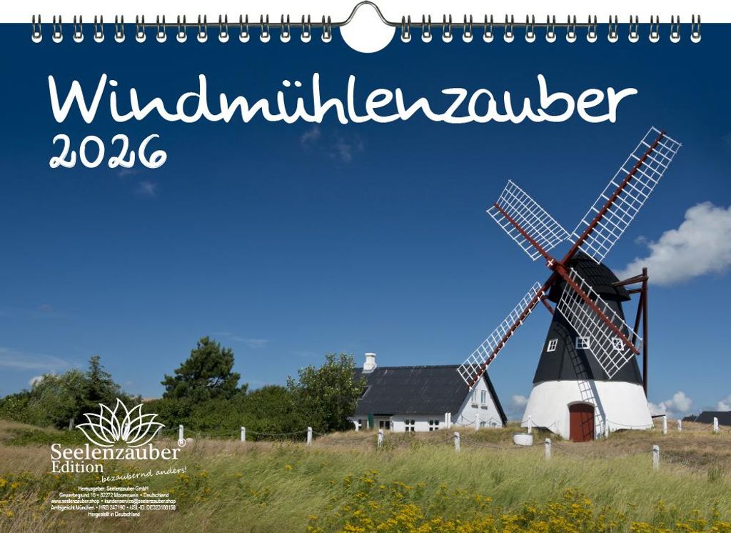 Windmühlenzauber DIN A4 Kalender für 2026 Brücke Windmühlen