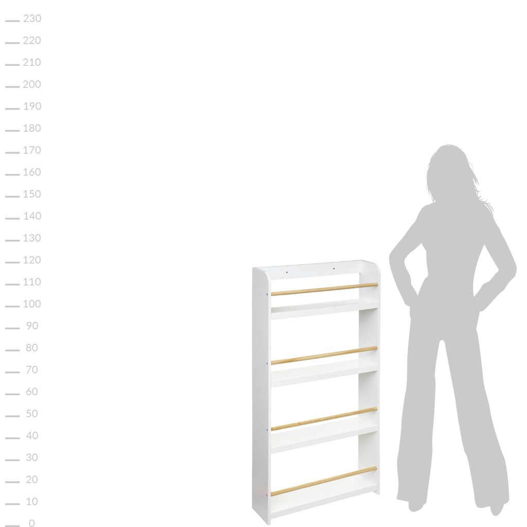 Kinderbücherregal mit 4 Regalböden - weiß H. 118 cm - Produktbild 6