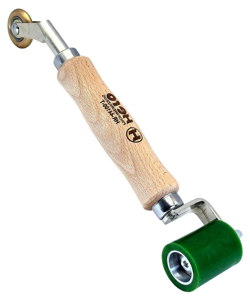 HERO Profi Andrückrolle, Doppelkopf Nahtroller 2 in 1 – 40 mm Hartgummi & 6 mm Messingrolle für Dachdeckerarbeiten