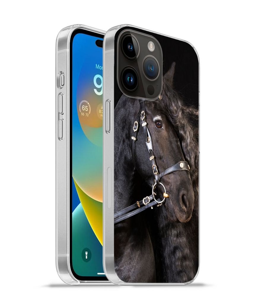 MuchoWow Handyhülle Schutzhülle Hülle für Apple iPhone 14 Pro Max Pferd - Halfter - Mähne Silikon Softcase Handy Hülle - Hardcover