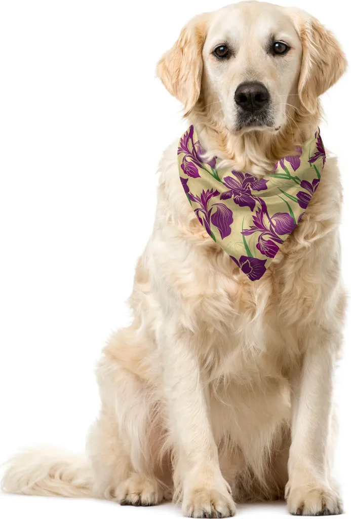ABAKUHAUS Bandana Cani Fiori Iris Viola 40x40 cm - Foulard Elegante