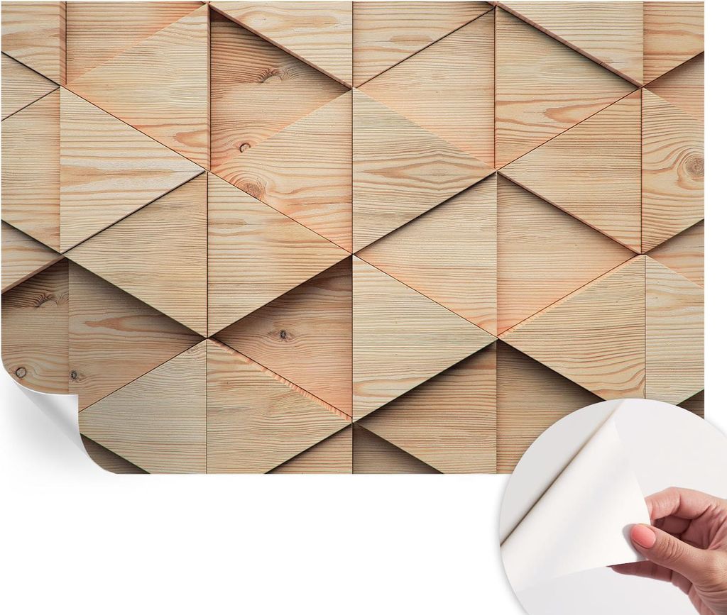 Selbstklebende Wandtapete - Dekorative Tapete für Wohnzimmer - Klebefolie für Wandbilder - Tapetenfolie für Wanddekoration - 104x70 cm - Holzmosaik