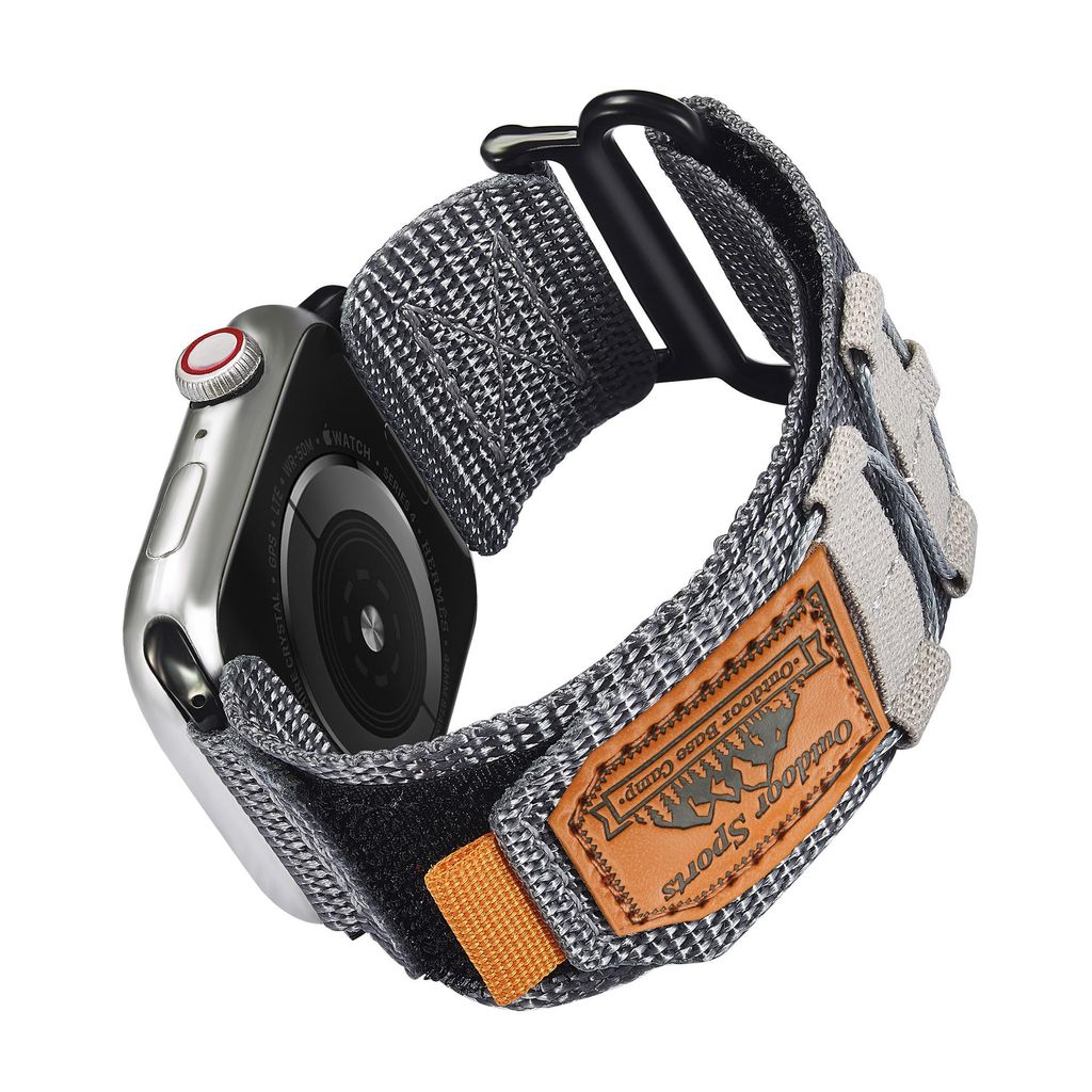 FFO2World Nylon-Sportarmband für Apple Watch 42–49 mm (Serie 1–11, SE, Ultra 1–3), Sport Loop, Grau