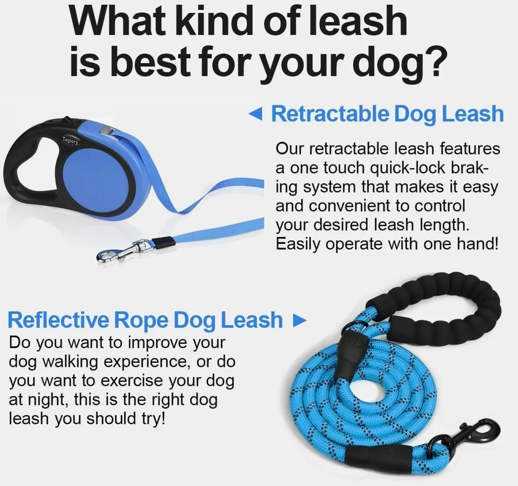 Guinzaglio Avvolgibile Cani Rolling Leash 5m Blu Sicurezza 20kg - 3