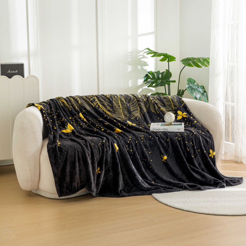 Mikroplüschdecke VISATA, schwarz Maße: 160 x 200 cm Produktbild 