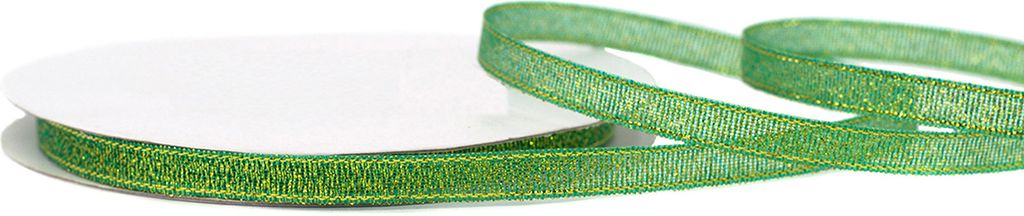 Glitzerband 6mm x 32m Roll Grün / Gold