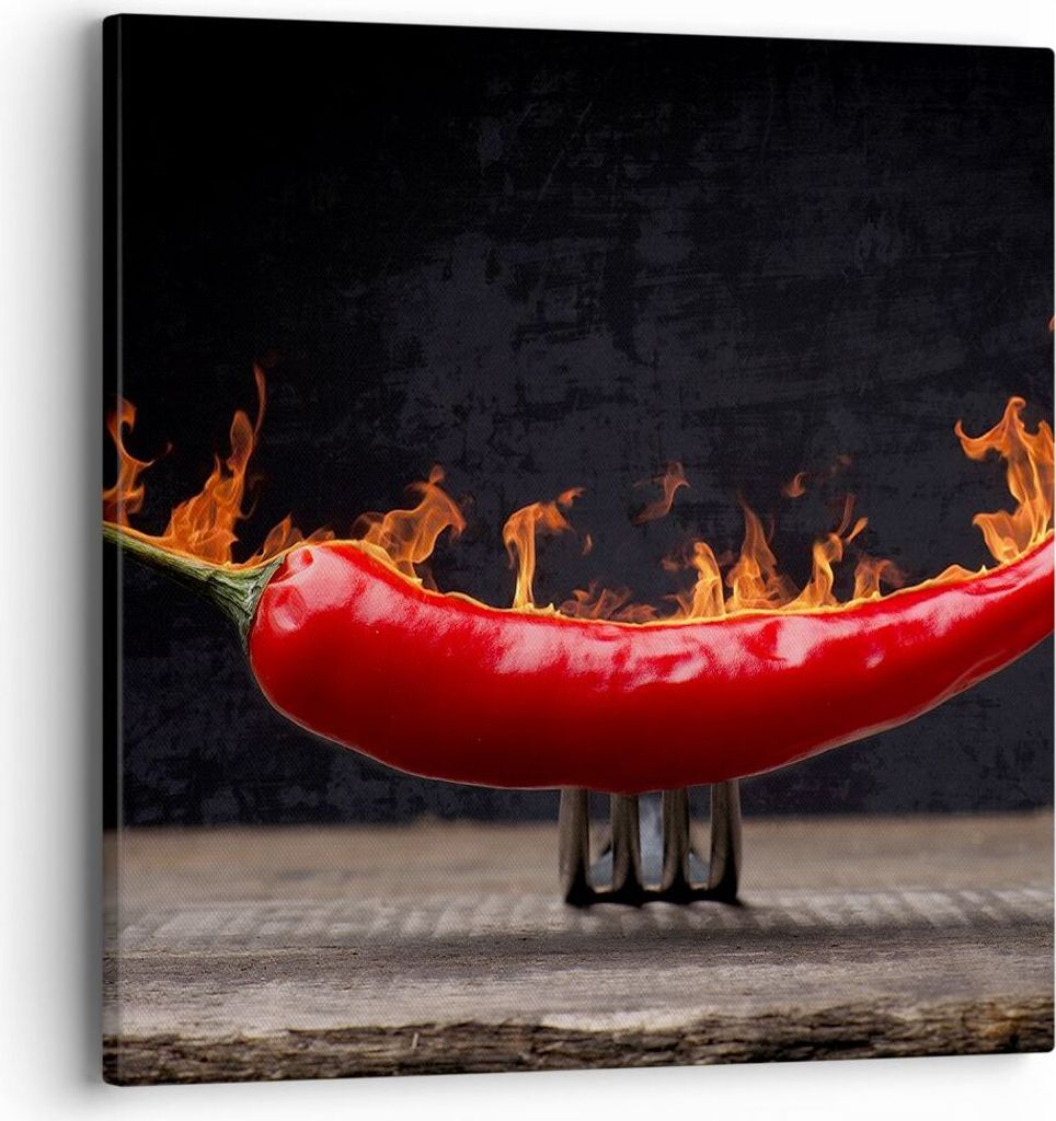 Bild auf Leinwand - Leinwandbild - Chili Paprika Bio Landwirtschaft - 40x40cm - Wand Bild - Wanddeko - Leinwanddruck - Bilder - Kunstdruck - Wandde...
