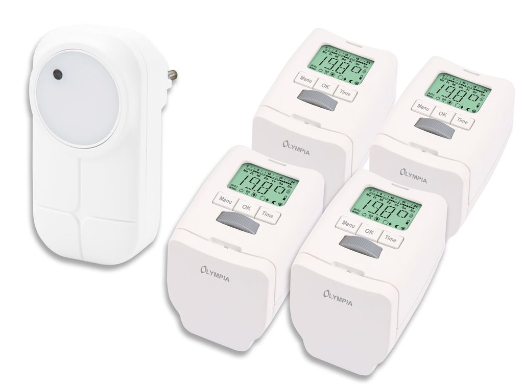 4 Stück Heizkörperthermostat Smart Home System mit Gateway und App Olympia