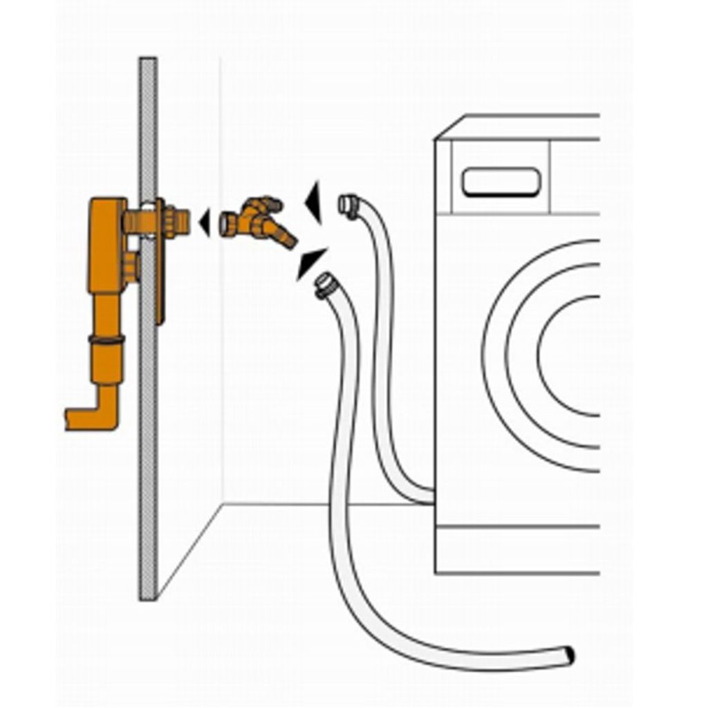PP Doppel-Geräteanschlusstülle "Save" 1" und 3/4" weiss mit Rückflussverhinderer