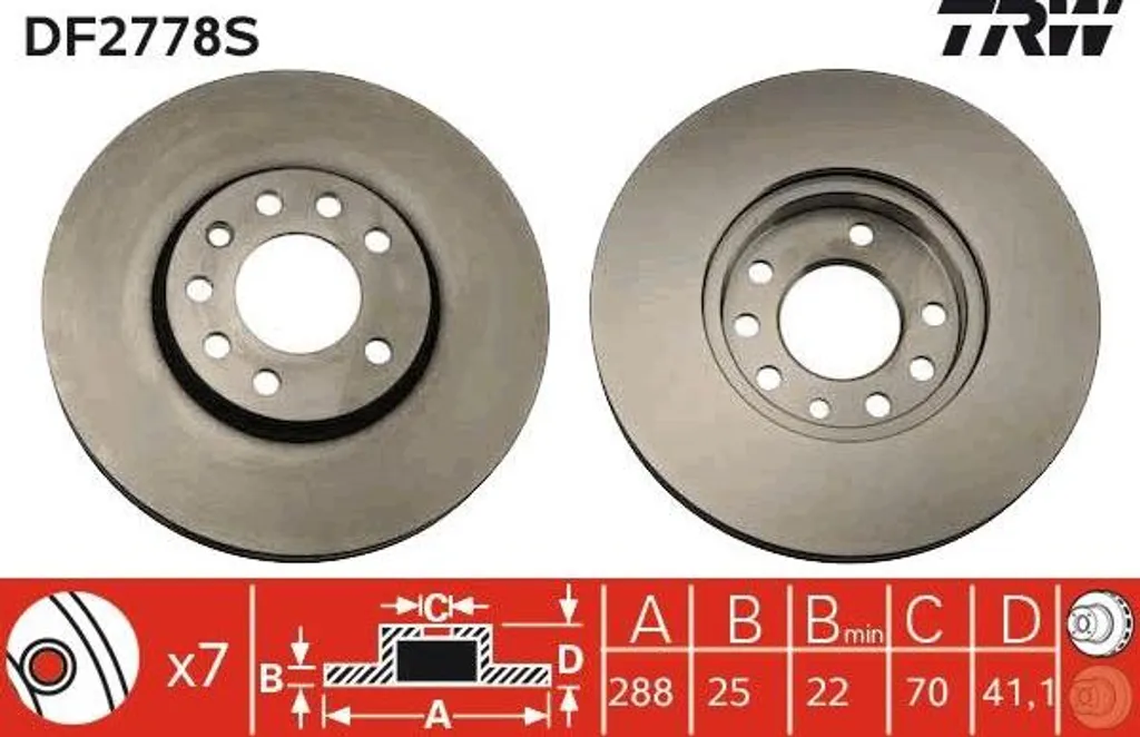 Disque de frein TRW DF2778S OE 32025723 pour Astra et Vectra - Qualité