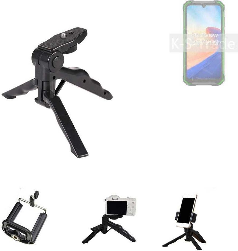 K-S-Trade Stativ Tisch-Ständer Dreibein Handy-Stativ Ständer kompatibel mit Blackview BV7200 Mini-Stativ Smartphone Tripod Handy-Stativ aus Plastik