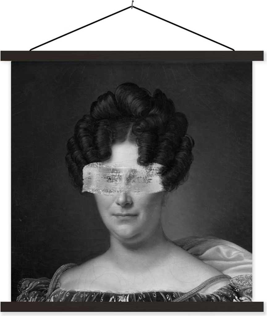 MuchoWow Textilposter Johanna Henriette Engelen - Alexandre Jean Dubois Drahonet - Schwarz und Weiß 40x40 cm mit schwarzem Rahmen - Fotos