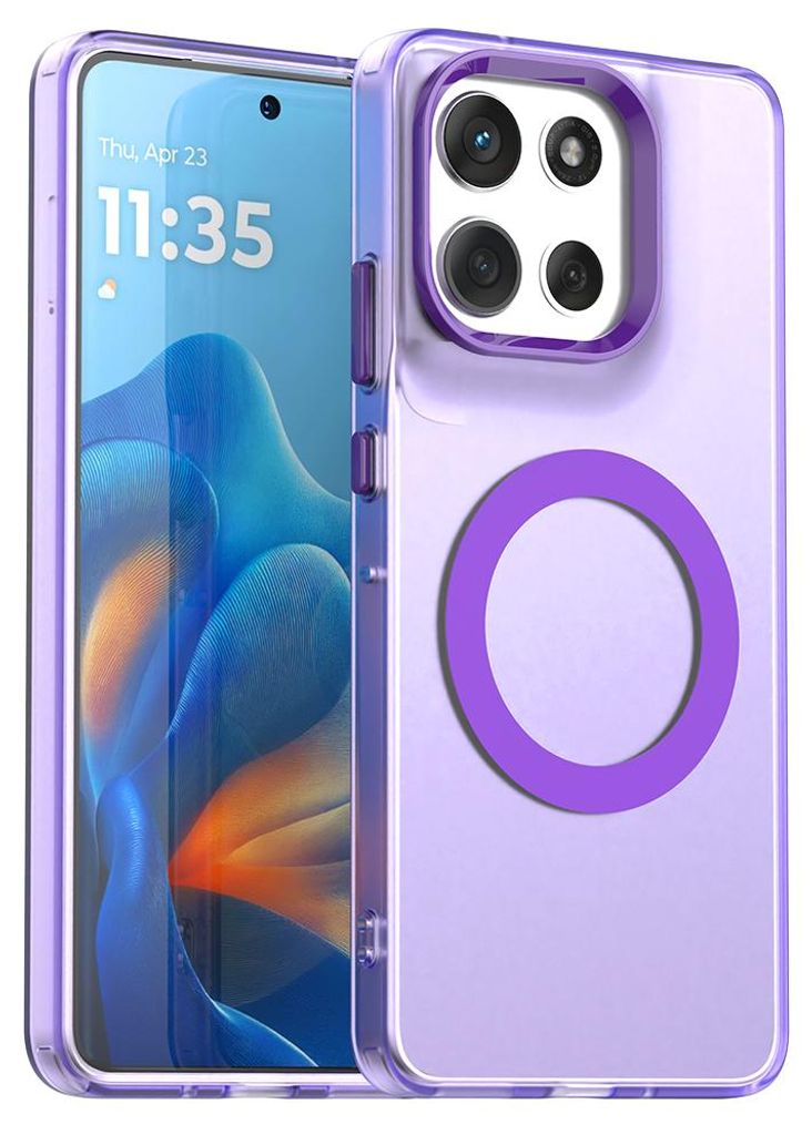 Magnetisch Hülle für Motorola Moto G86, Schlank Durchscheinend Matt Stoßfest Handyhülle Lila