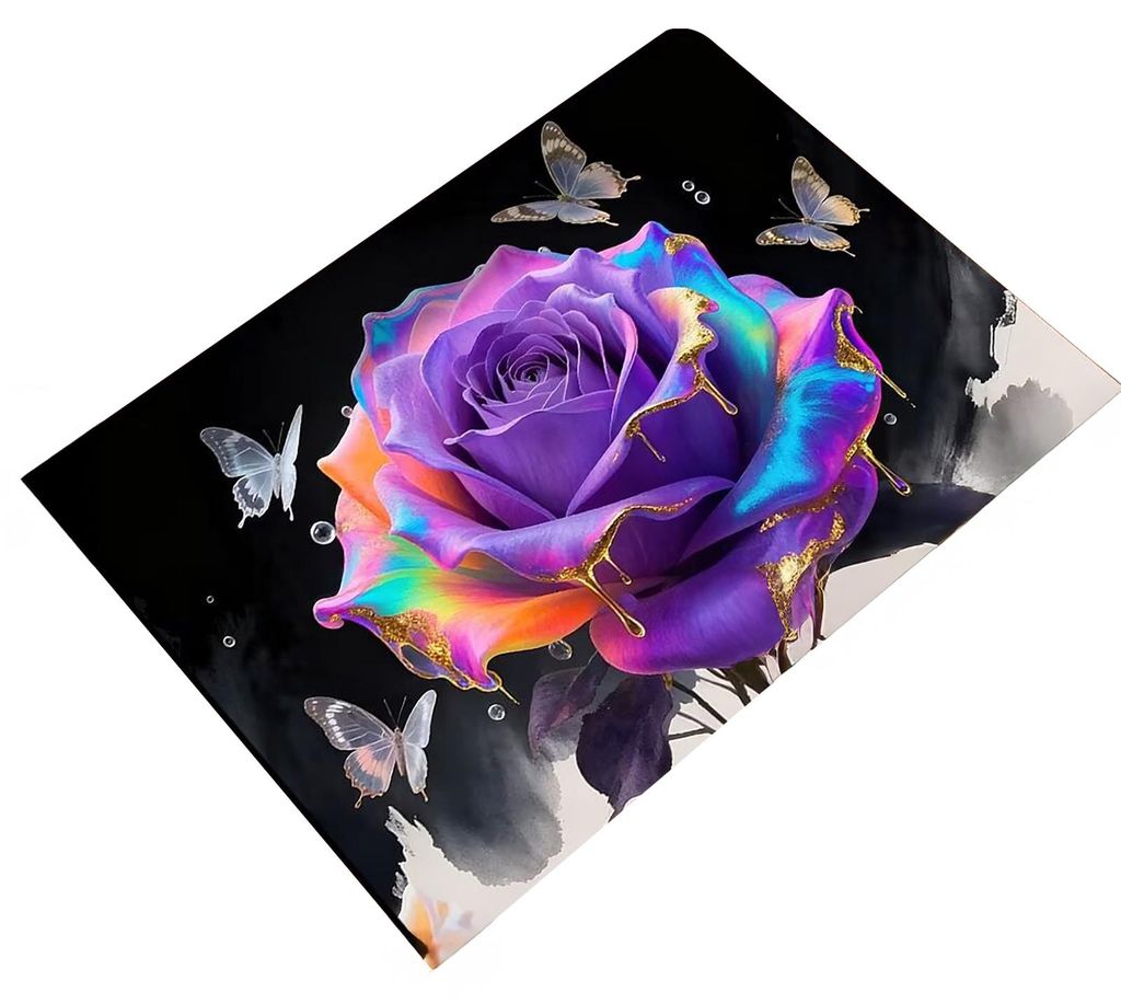 3D-Rosen-Badezimmerteppich, realistische Rosen und Schmetterlinge, saugfähiger, rutschfester Teppich für Eingangsbereich, Küche, Schlafzimmer un...