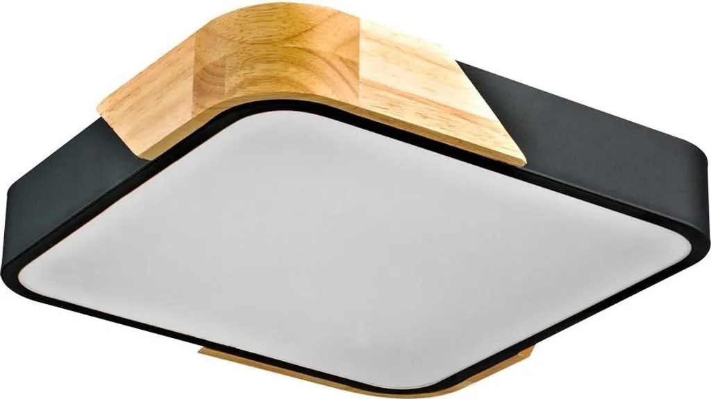 Luminaire Plafonnier LED 24W Bois Naturel et Métal Carré SANTER Italux