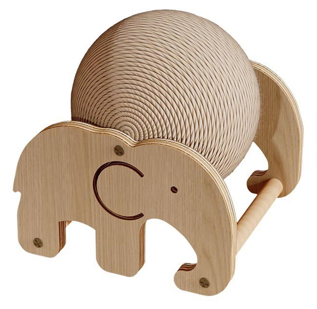 Katzenkratzspielzeug, natürlicher Sisal-Kratzball mit Holzsockel, interaktives Spiel- und Bewegungsspielzeug für Katzen, Hunde, Kaninchen und Kle...