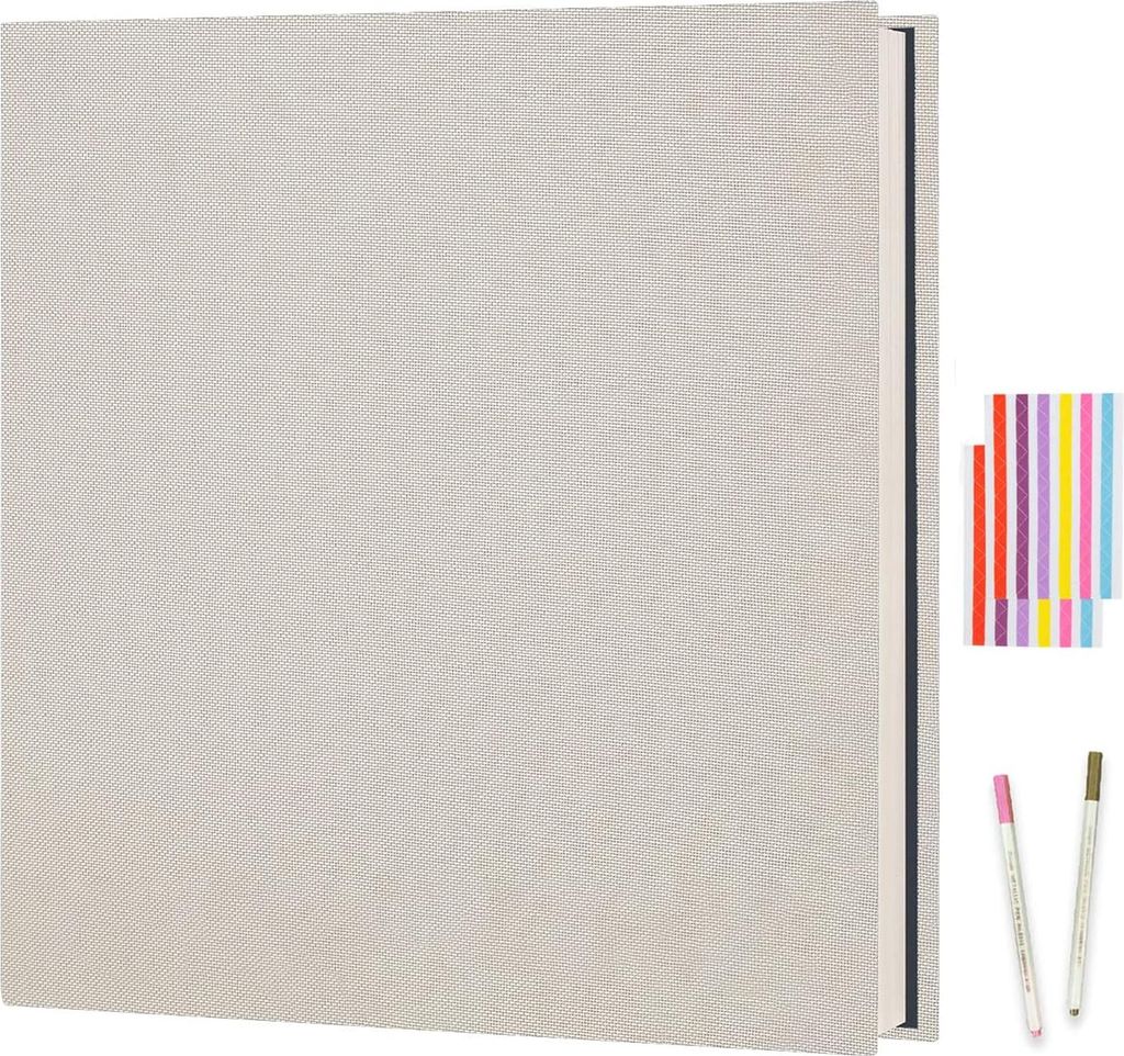 Selbstklebendes Fotoalbum - Einzukleben und Personalisierbar - 40 Seiten - Beige - Leinen - 27 x 28 cm