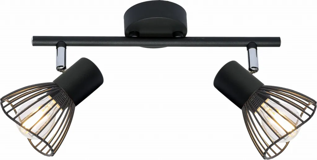 Plafonnier de Plafond en Métal Noir 2 Lumières FLY - Design Industriel