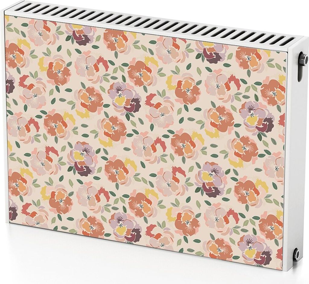 Dezente Blumen – Magnetische Heizkörperabdeckung – 80x60 cm – Magnet Heizkörperabdeckung – 3D Würfel – Heizkörperverkleidung – Magn...