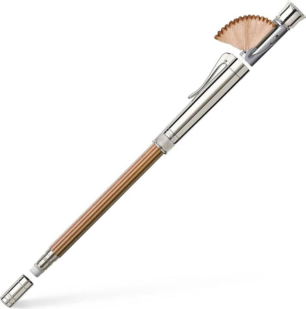 Crayon de bureau platine marron avec rallonge pour mine et gomme