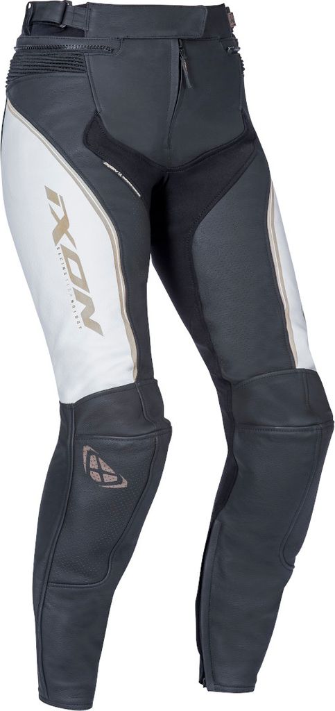 IXON TRINITY Damenlederhose weiss-schwarz-gold L