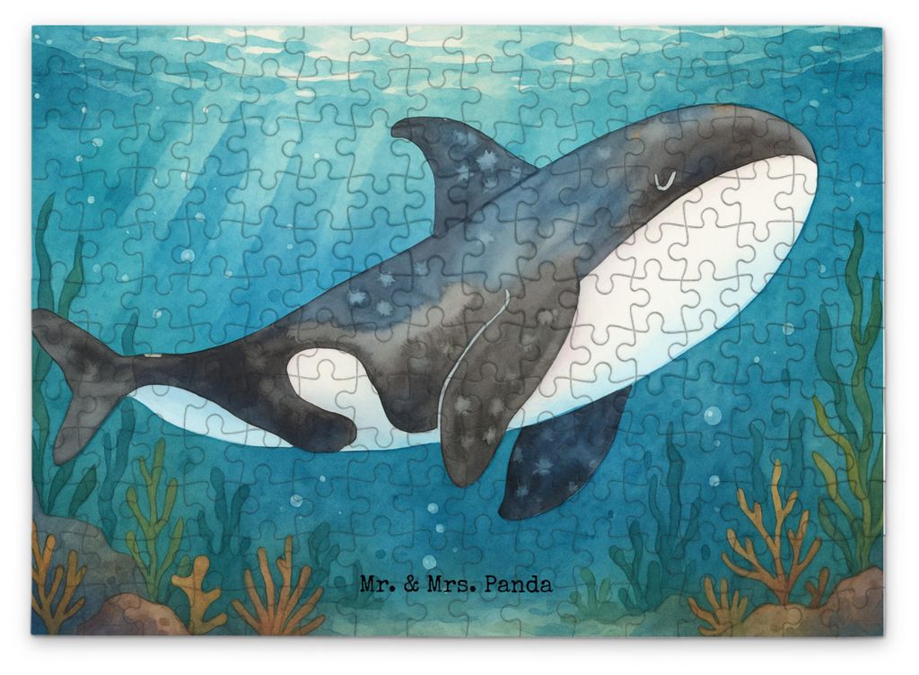 Mr. & Mrs. Panda Puzzle Orca Design 192 Teile - Weiß - Geschenk, 500, Arbeit, Neustart, Legespiel, Orcas, Meer, Geduldspiel, 2000, Möglichkeiten,...
