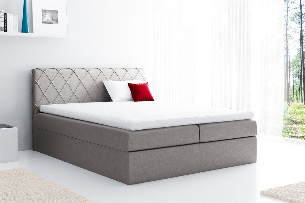 Boxspringbett Schlafzimmerbett GRETA 200x200cm Stoff Grau