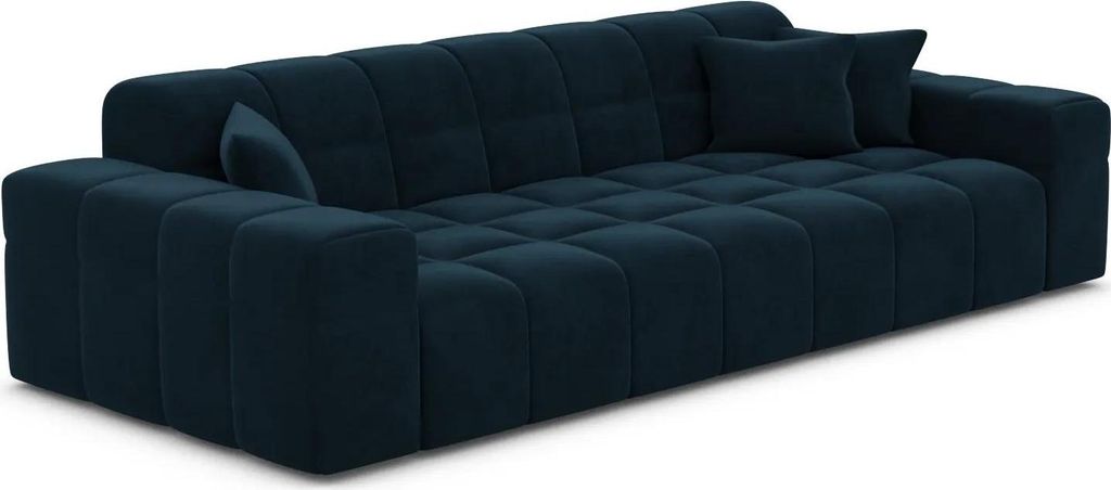 Samtstoff 3-Sitzer Couch Nivara Mitternachtsblau